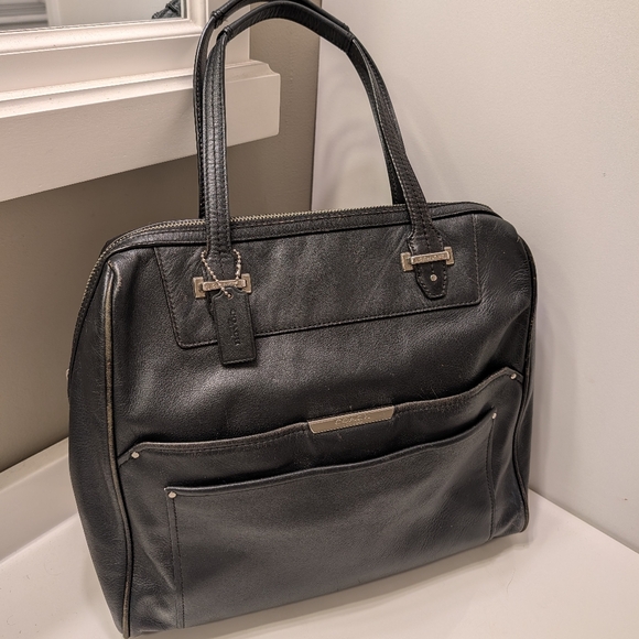 🖤EUC Coach Taylor Bette Genuine Smooth Leather Shoulder Satchel Bag, Black, LG - Picture 8 of 16